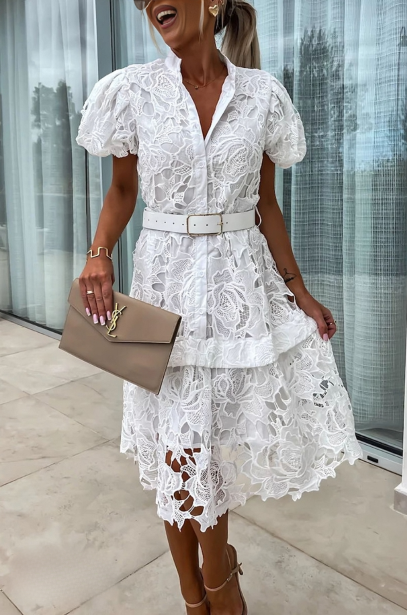 Destiny Dress - Vintage Short Sleeve Lace Dress for Woman