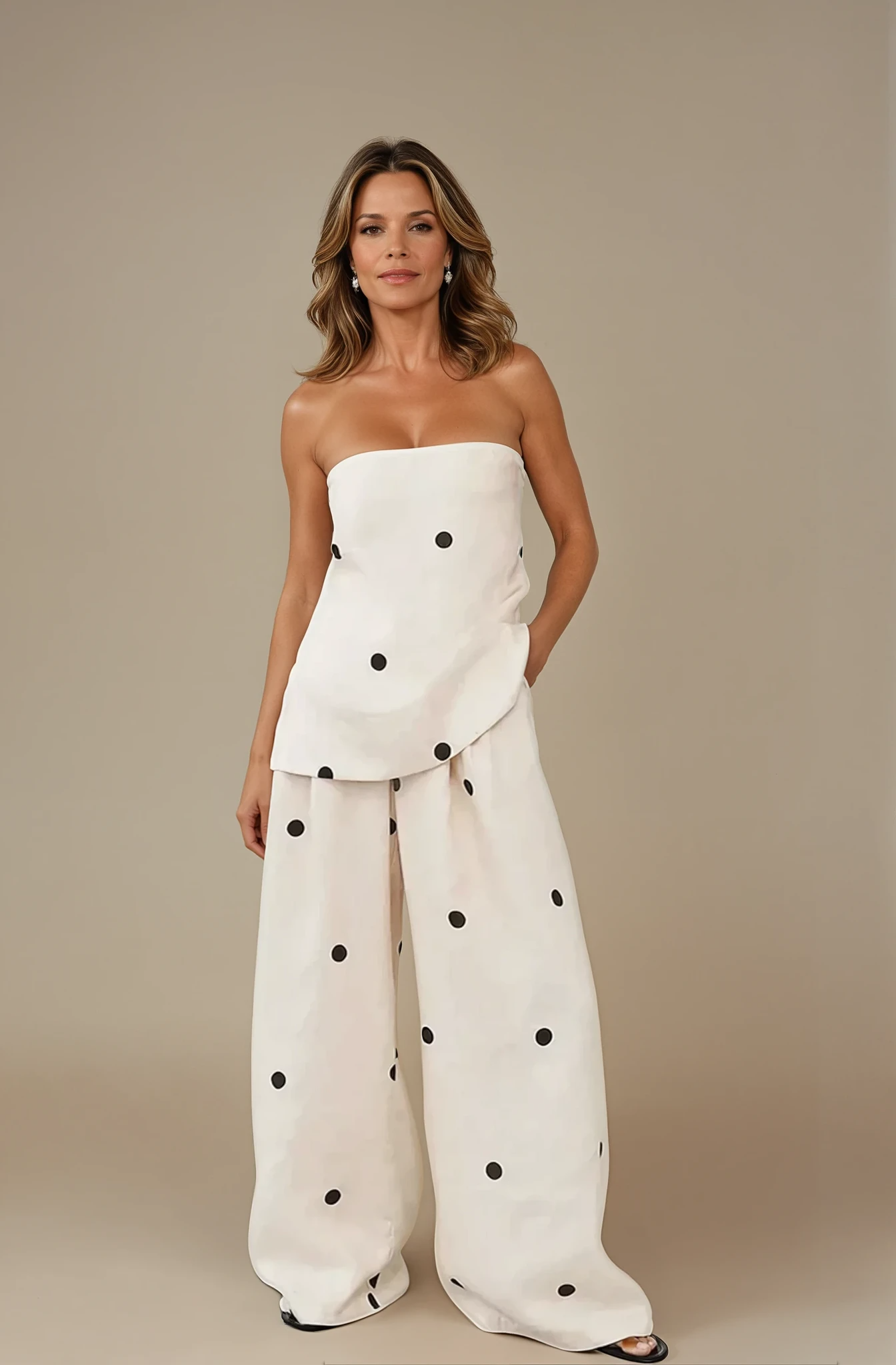 Celeste - Elegant Polka Dot Strapless Set for Woman