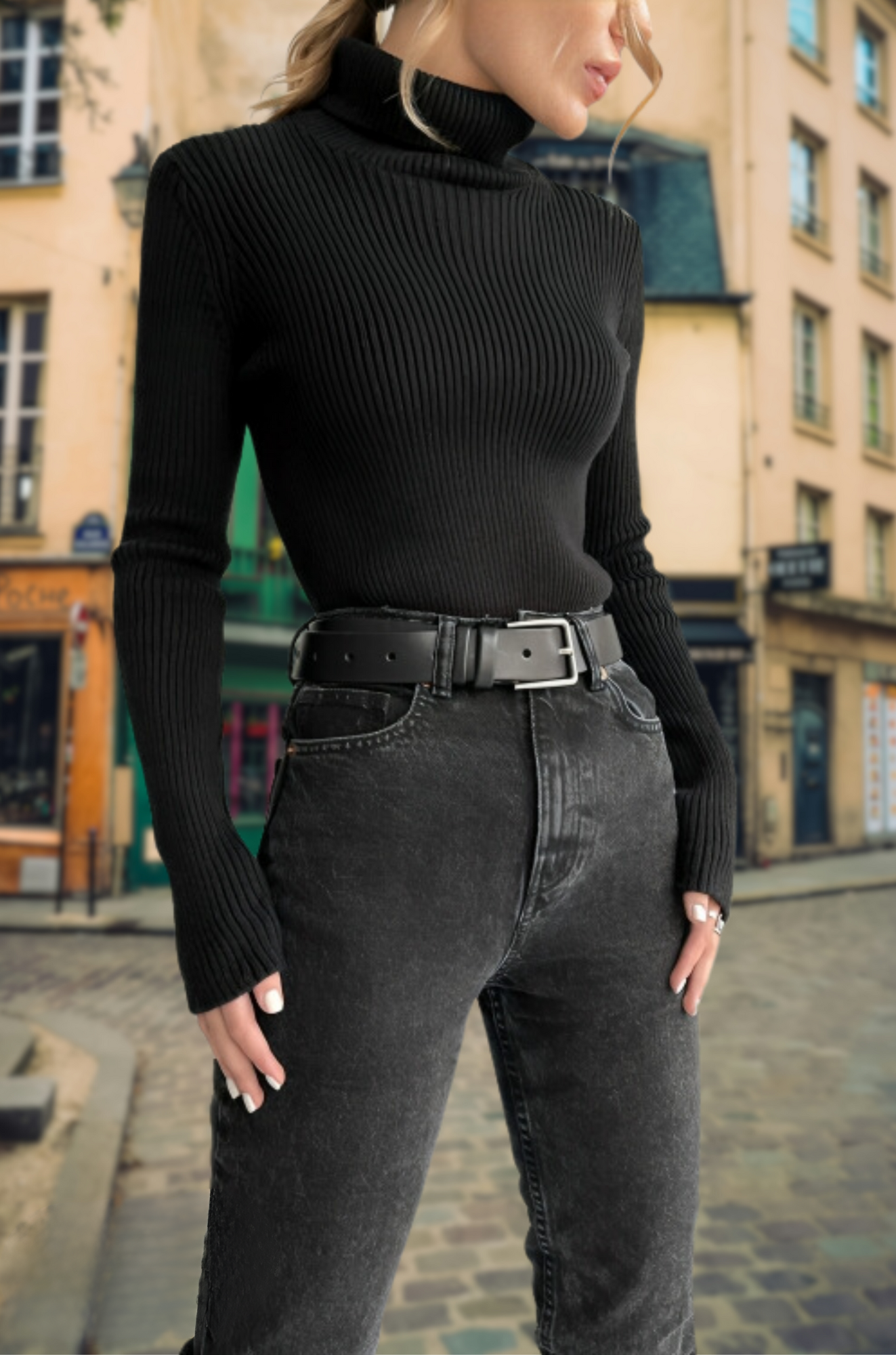 Medley Turtleneck - Edgy Knit Sweater for Woman